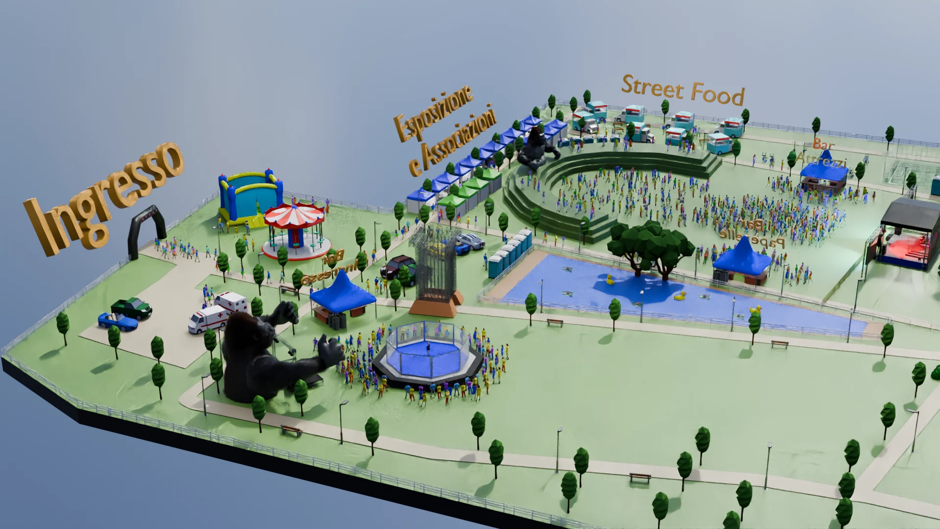Mappa 3D del Poggio Arena Live 2026 per sabato 12 settembre: area del pubblico